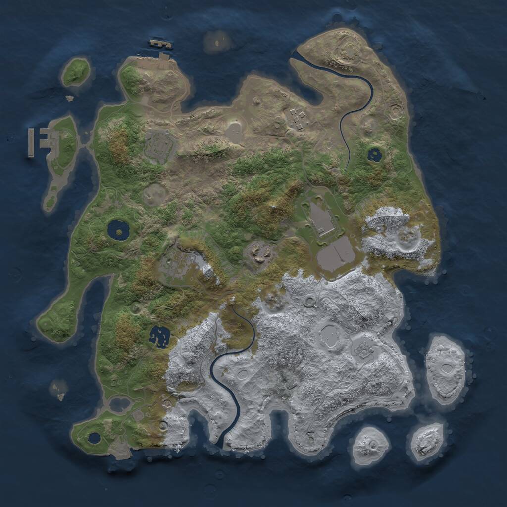 Rust Map: Procedural Map, Size: 3500, Seed: 1537125322, 12 Monuments