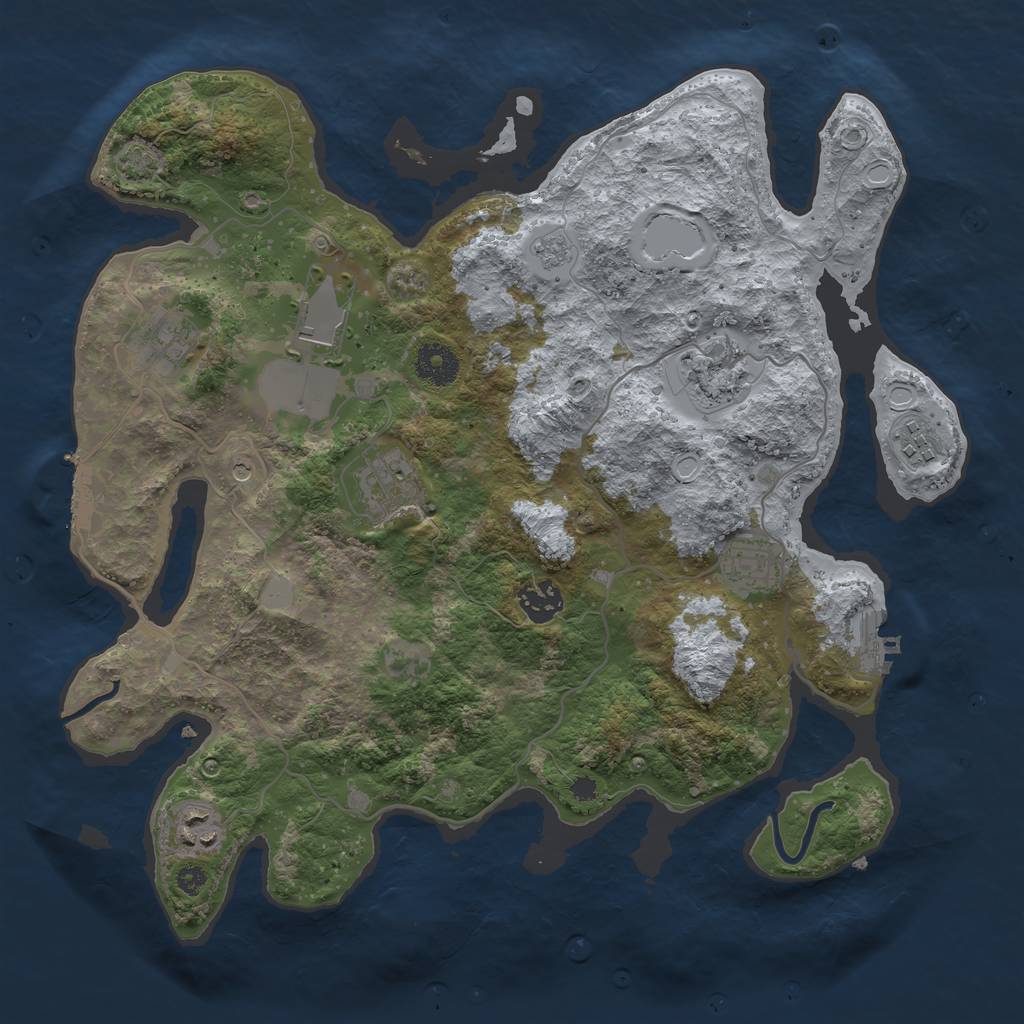 Rust Map: Procedural Map, Size: 3550, Seed: 43970206, 16 Monuments
