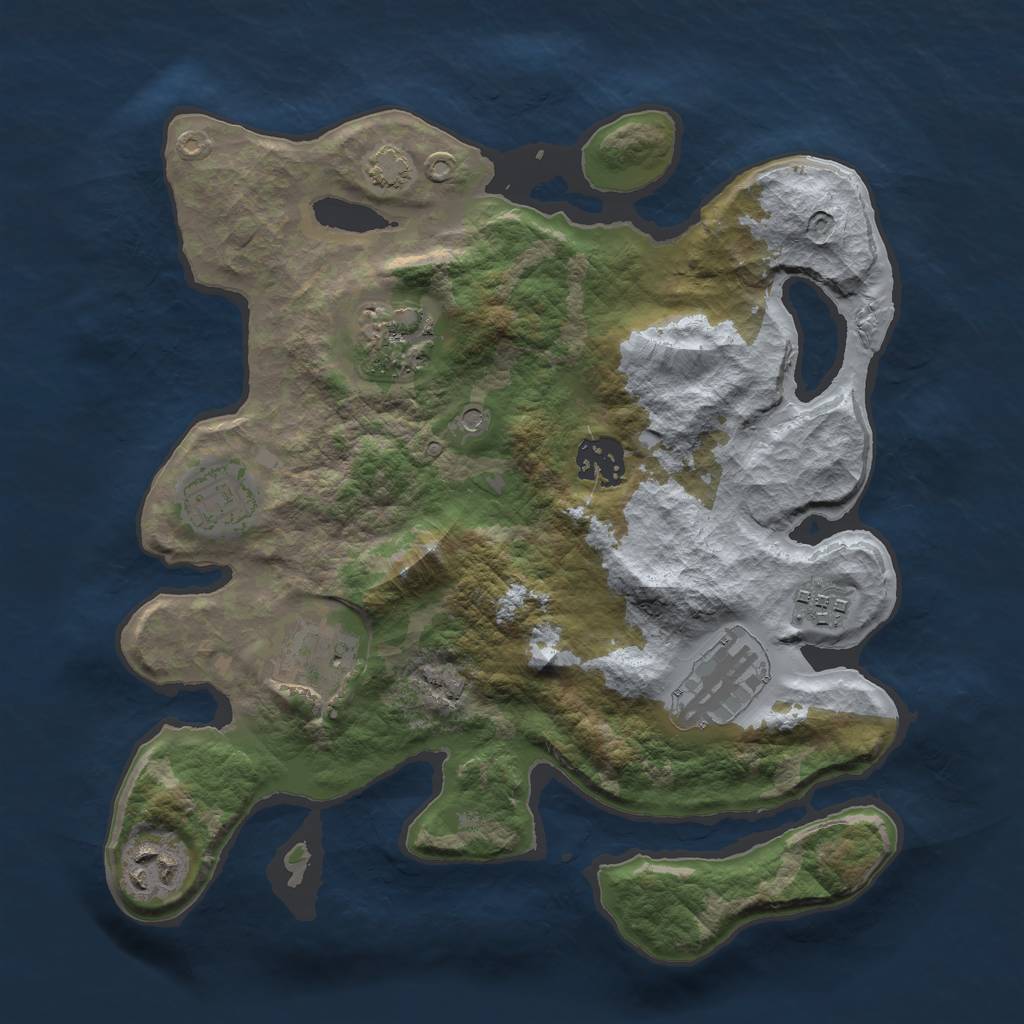 Rust Map: Barren, Size: 3000, Seed: 213983419, 11 Monuments