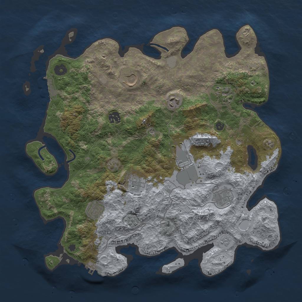 Rust Map: Procedural Map, Size: 3750, Seed: 57719346, 17 Monuments