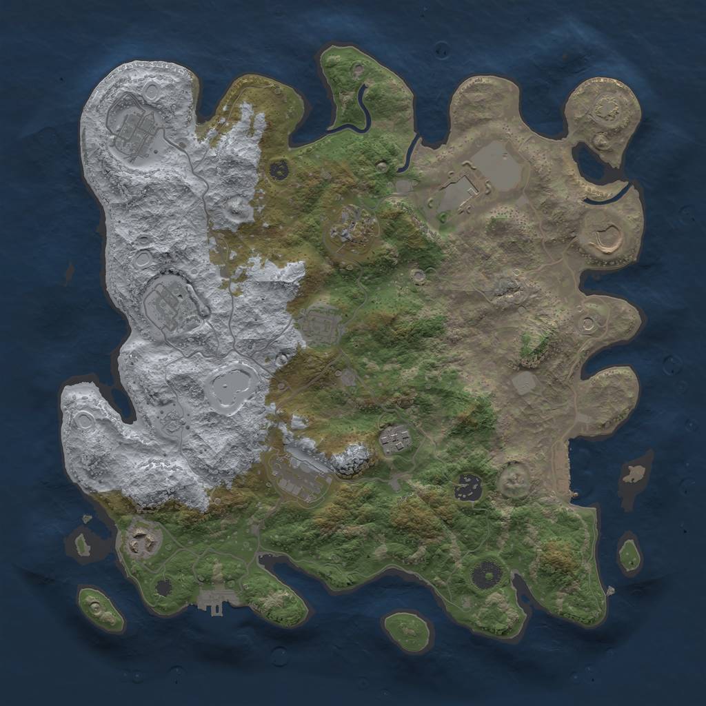 Rust Map: Procedural Map, Size: 3750, Seed: 69088658, 18 Monuments