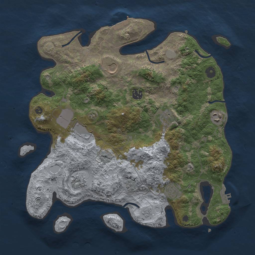 Rust Map: Procedural Map, Size: 3550, Seed: 63623033, 16 Monuments