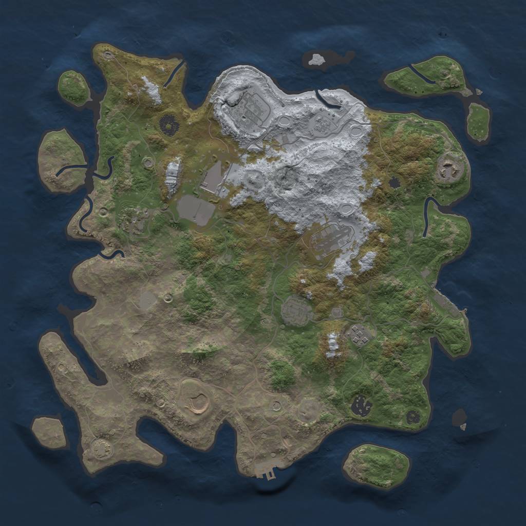 Rust Map: Procedural Map, Size: 3850, Seed: 12303426, 17 Monuments