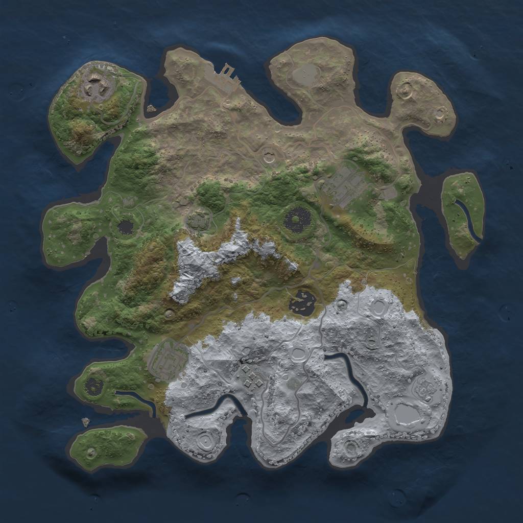 Rust Map: Procedural Map, Size: 3000, Seed: 948347679, 12 Monuments