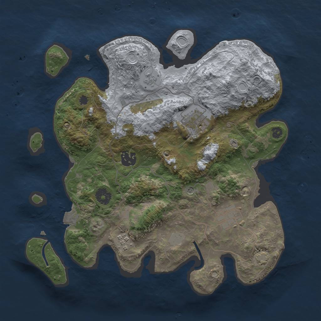 Rust Map: Procedural Map, Size: 3000, Seed: 6891, 10 Monuments