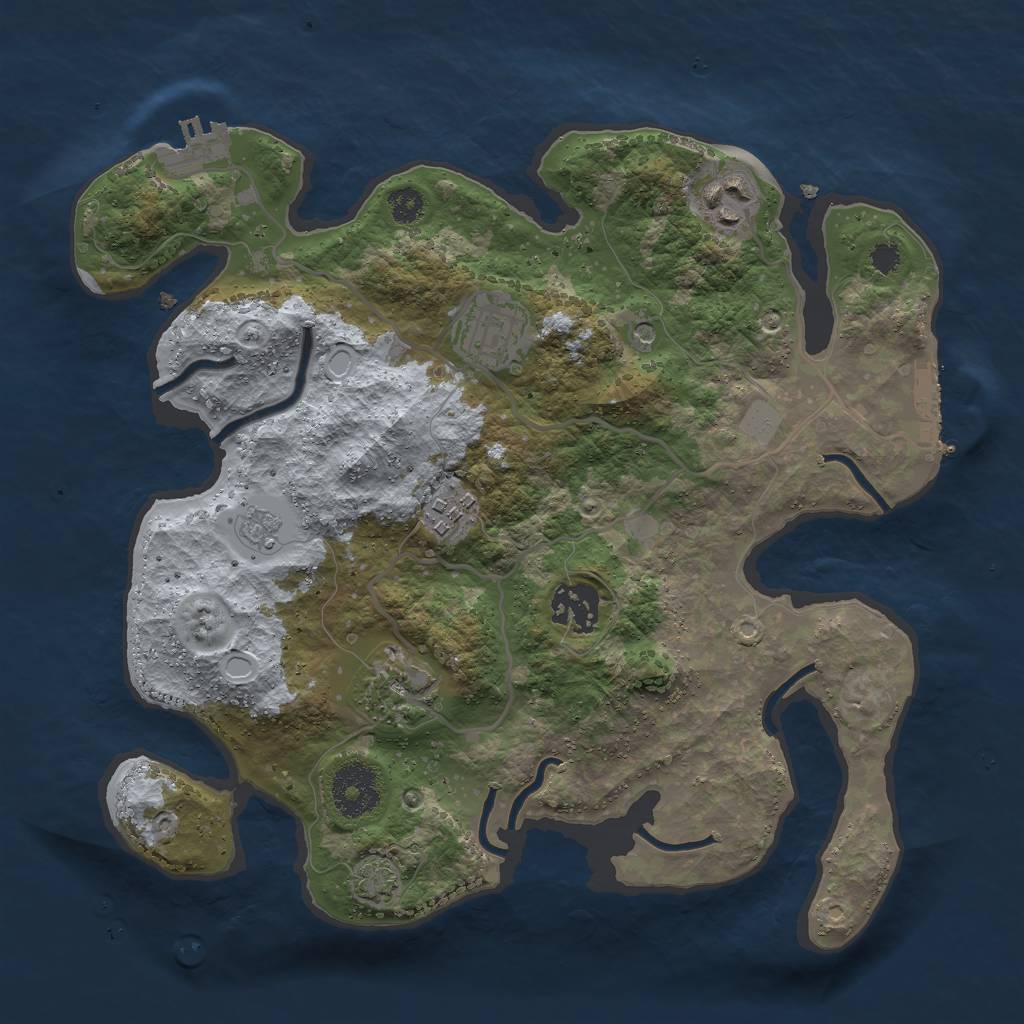 Rust Map: Procedural Map, Size: 3000, Seed: 457684, 13 Monuments