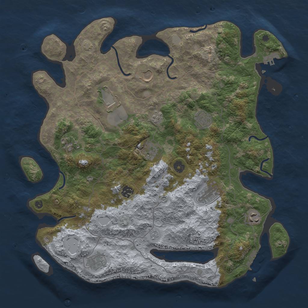 Rust Map: Procedural Map, Size: 4000, Seed: 1593006577, 18 Monuments