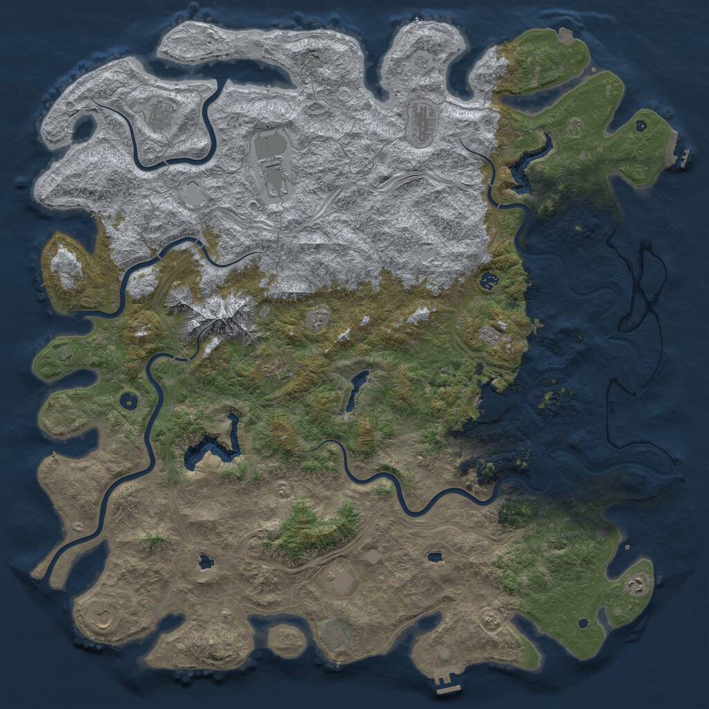 Rust Map: Procedural Map, Size: 6000, Seed: 5500, 17 Monuments