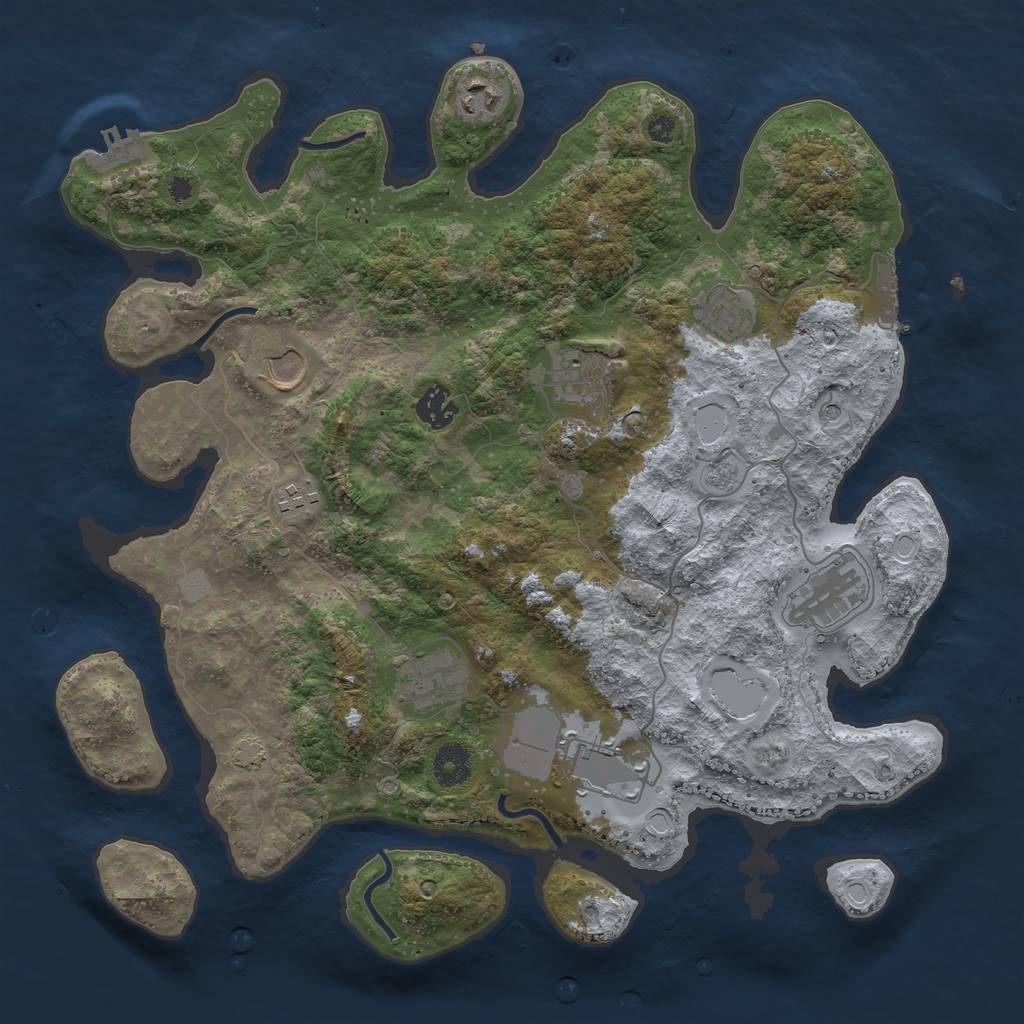Rust Map: Procedural Map, Size: 3750, Seed: 186978176, 17 Monuments
