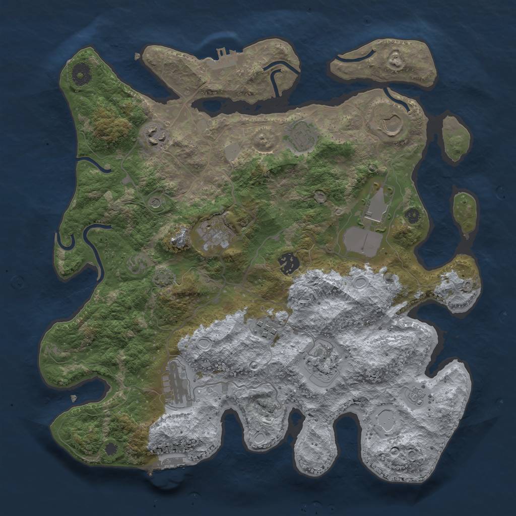 Rust Map: Procedural Map, Size: 3650, Seed: 13990418, 17 Monuments