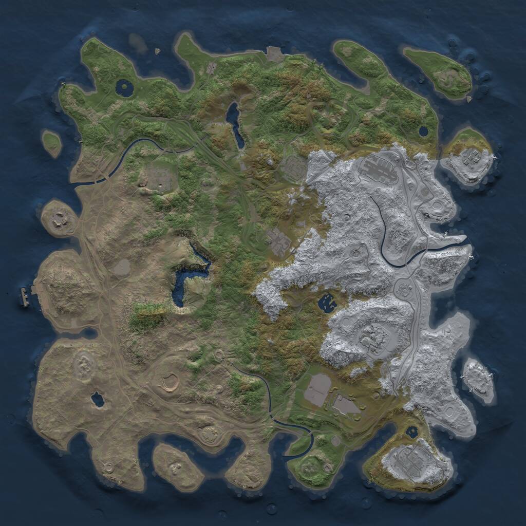 Rust Map: Procedural Map, Size: 4400, Seed: 50696051, 16 Monuments