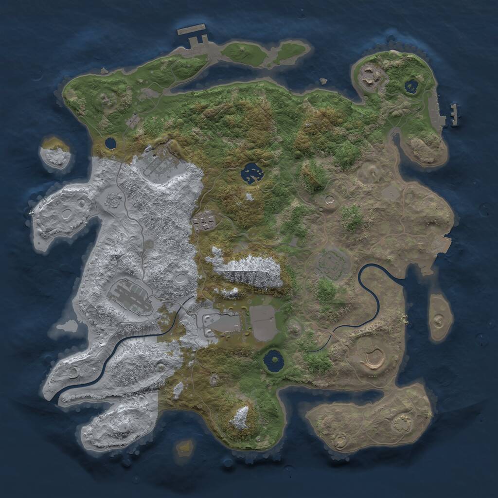 Rust Map: Procedural Map, Size: 3600, Seed: 44902092, 14 Monuments