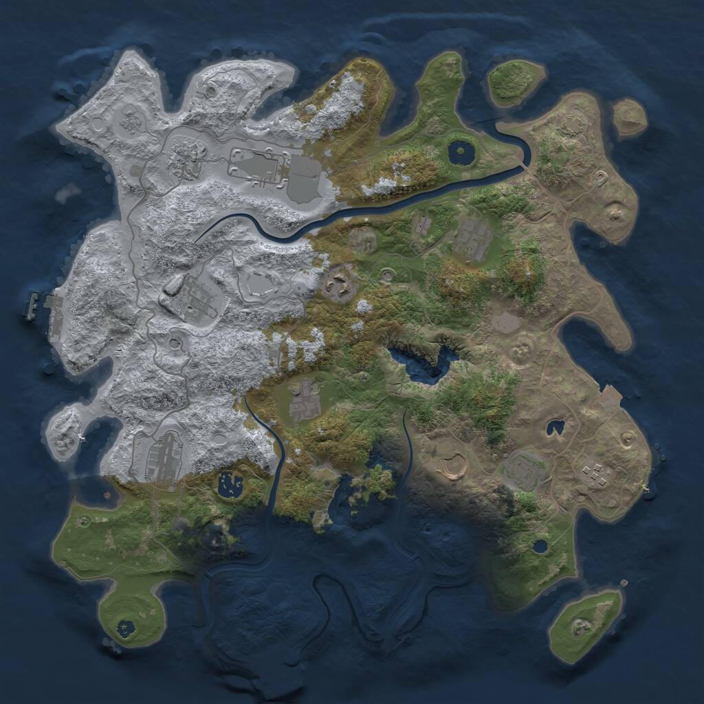 Rust Map: Procedural Map, Size: 4000, Seed: 71269210, 17 Monuments