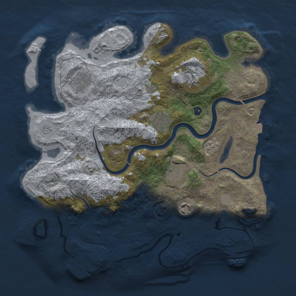 Rust Map: Procedural Map, Size: 3450, Seed: 2723618, 12 Monuments