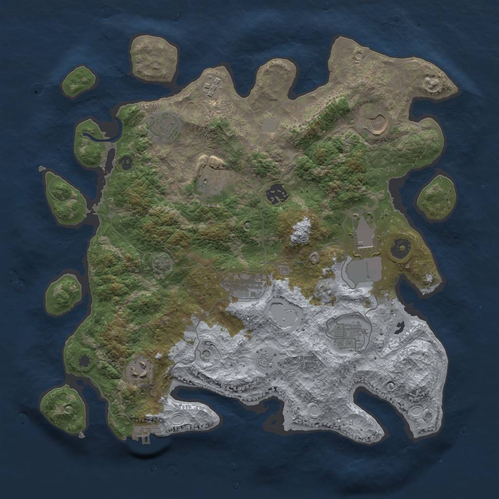 Rust Map: Procedural Map, Size: 3700, Seed: 96427560, 16 Monuments