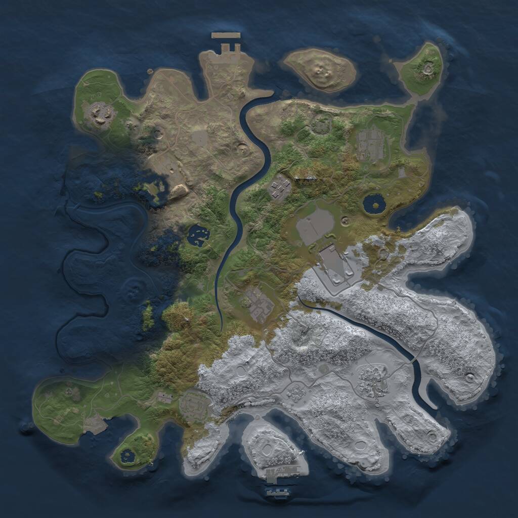 Rust Map: Procedural Map, Size: 3600, Seed: 83089638, 15 Monuments