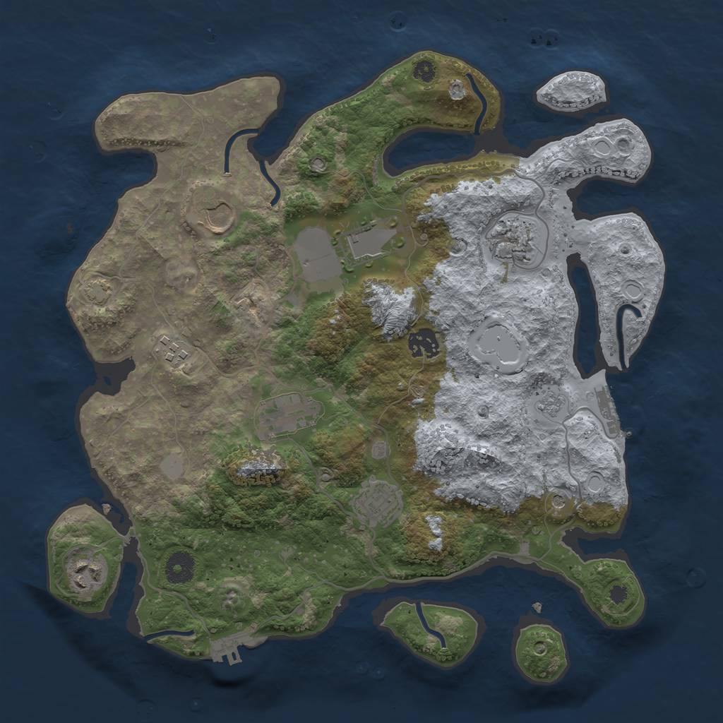 Rust Map: Procedural Map, Size: 3500, Seed: 31437074, 16 Monuments