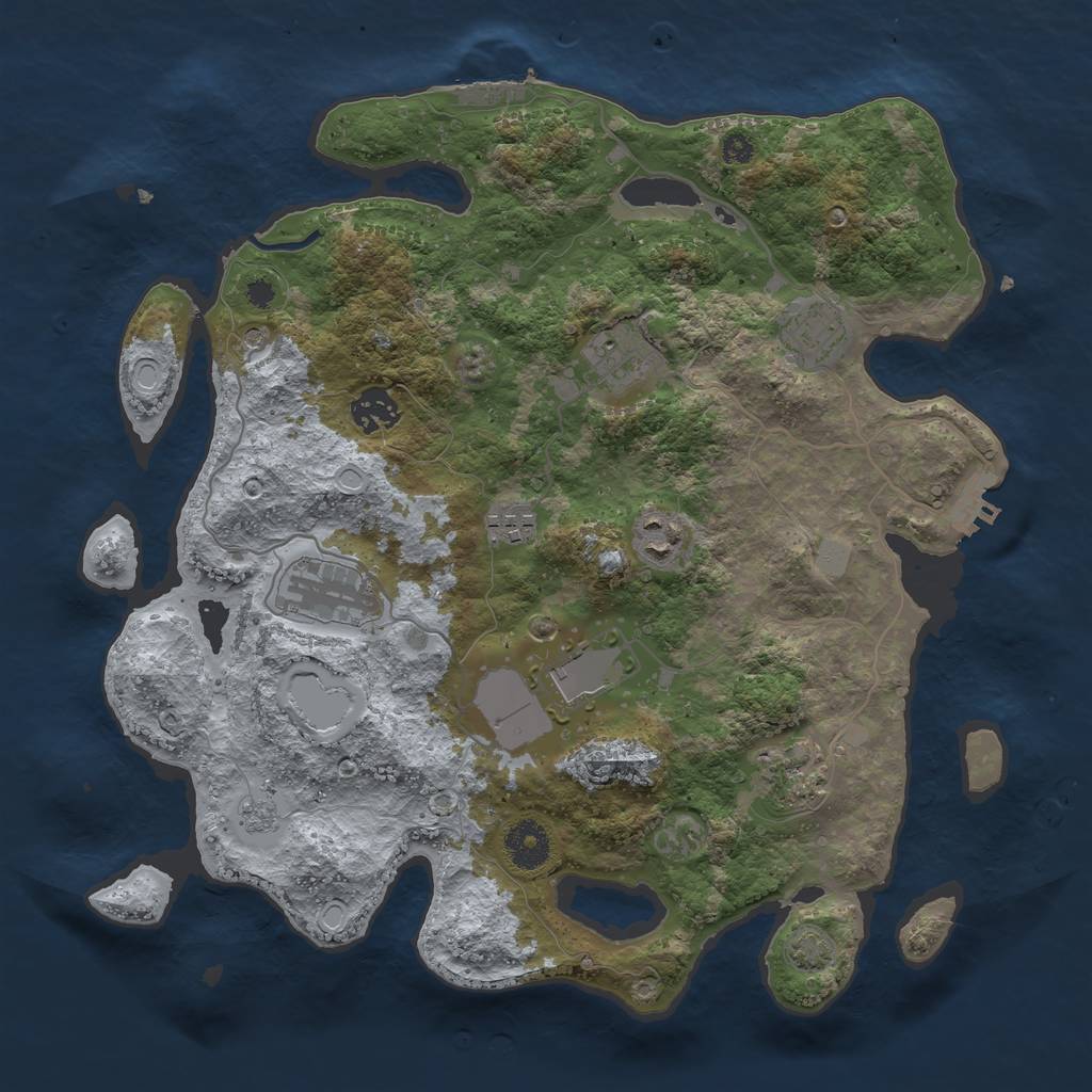 Rust Map: Procedural Map, Size: 3550, Seed: 32913071, 16 Monuments