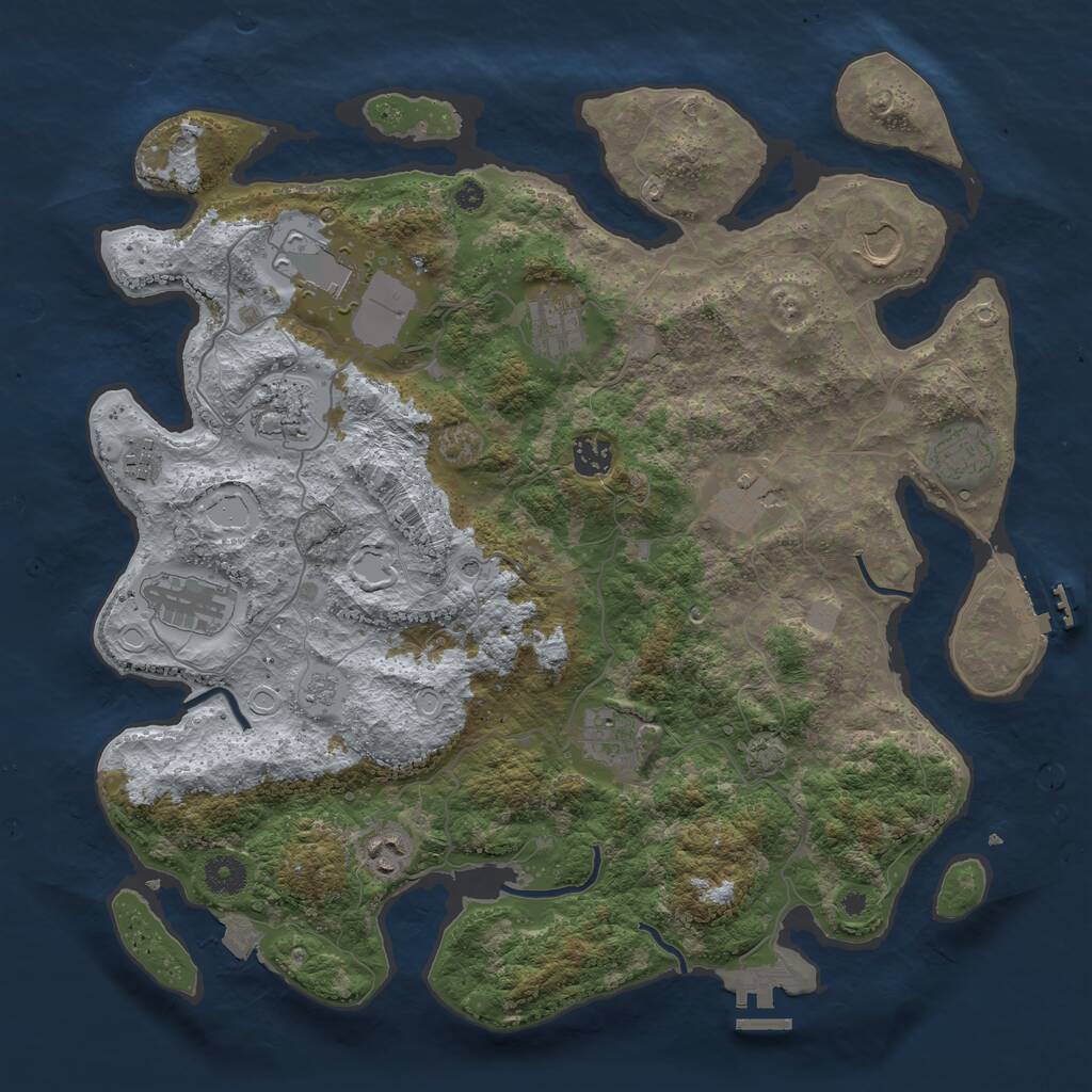 Rust Map: Procedural Map, Size: 3950, Seed: 1396234, 17 Monuments