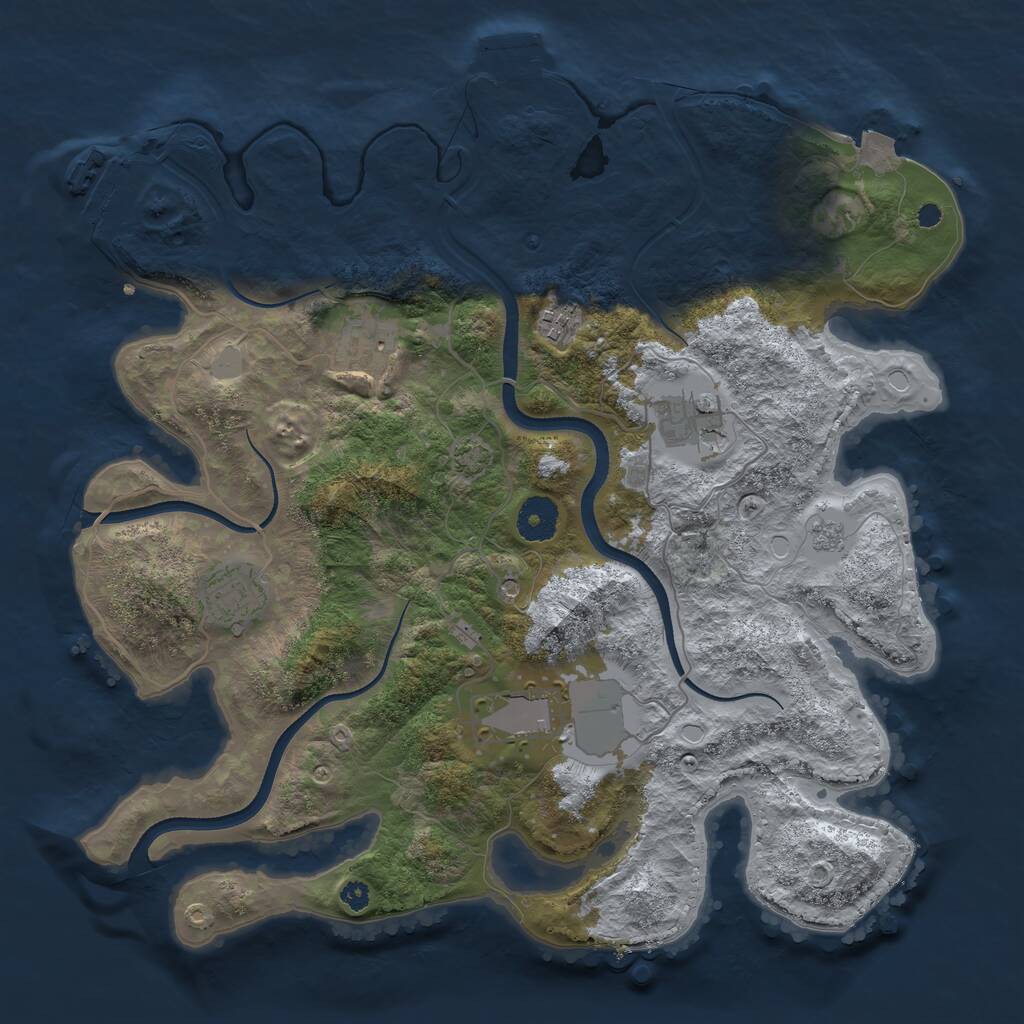 Rust Map: Procedural Map, Size: 3550, Seed: 10301247, 11 Monuments