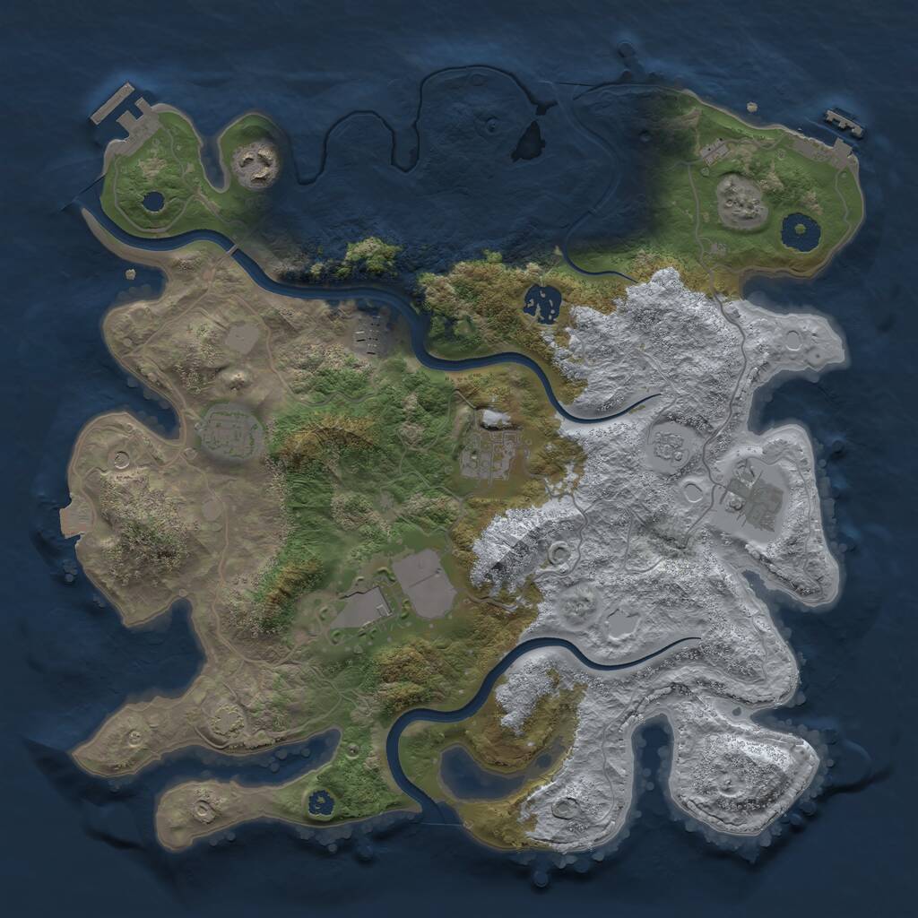 Rust Map: Procedural Map, Size: 3550, Seed: 10301247, 13 Monuments