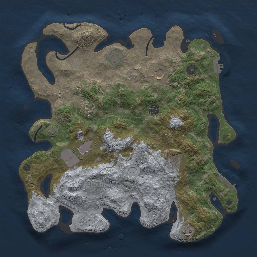 Rust Map: Procedural Map, Size: 3600, Seed: 72766609, 17 Monuments