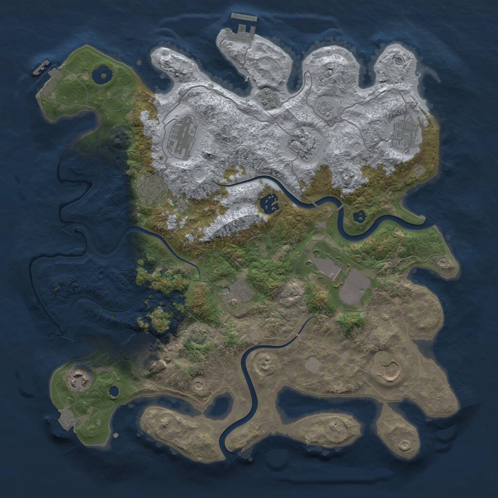 Rust Map: Procedural Map, Size: 3850, Seed: 15229445, 17 Monuments