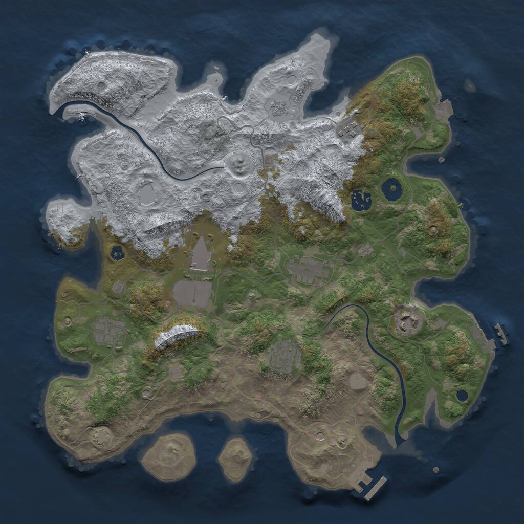 Rust Map: Procedural Map, Size: 3650, Seed: 23576601, 13 Monuments