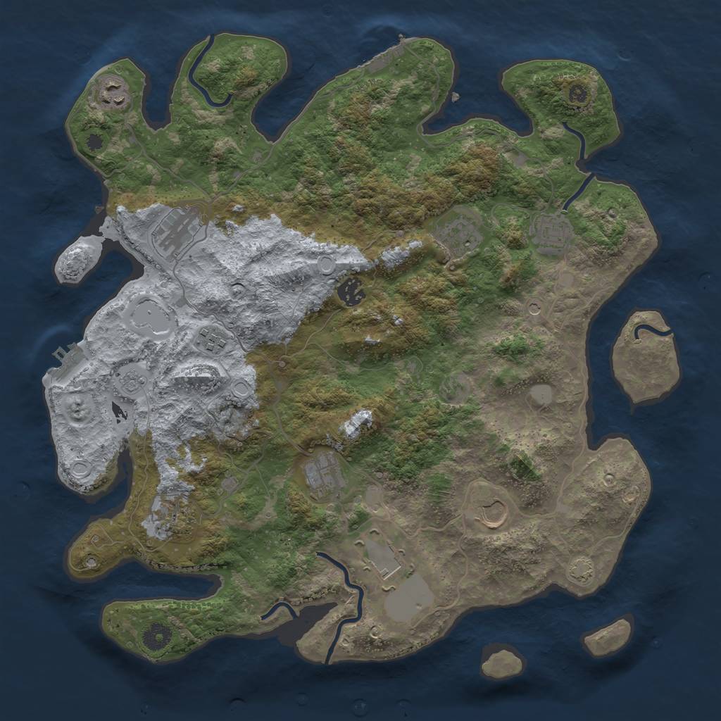 Rust Map: Procedural Map, Size: 3900, Seed: 43669707, 18 Monuments
