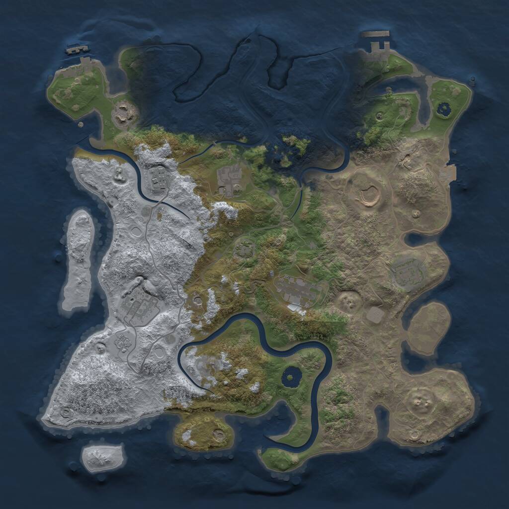 Rust Map: Procedural Map, Size: 3650, Seed: 52214775, 13 Monuments