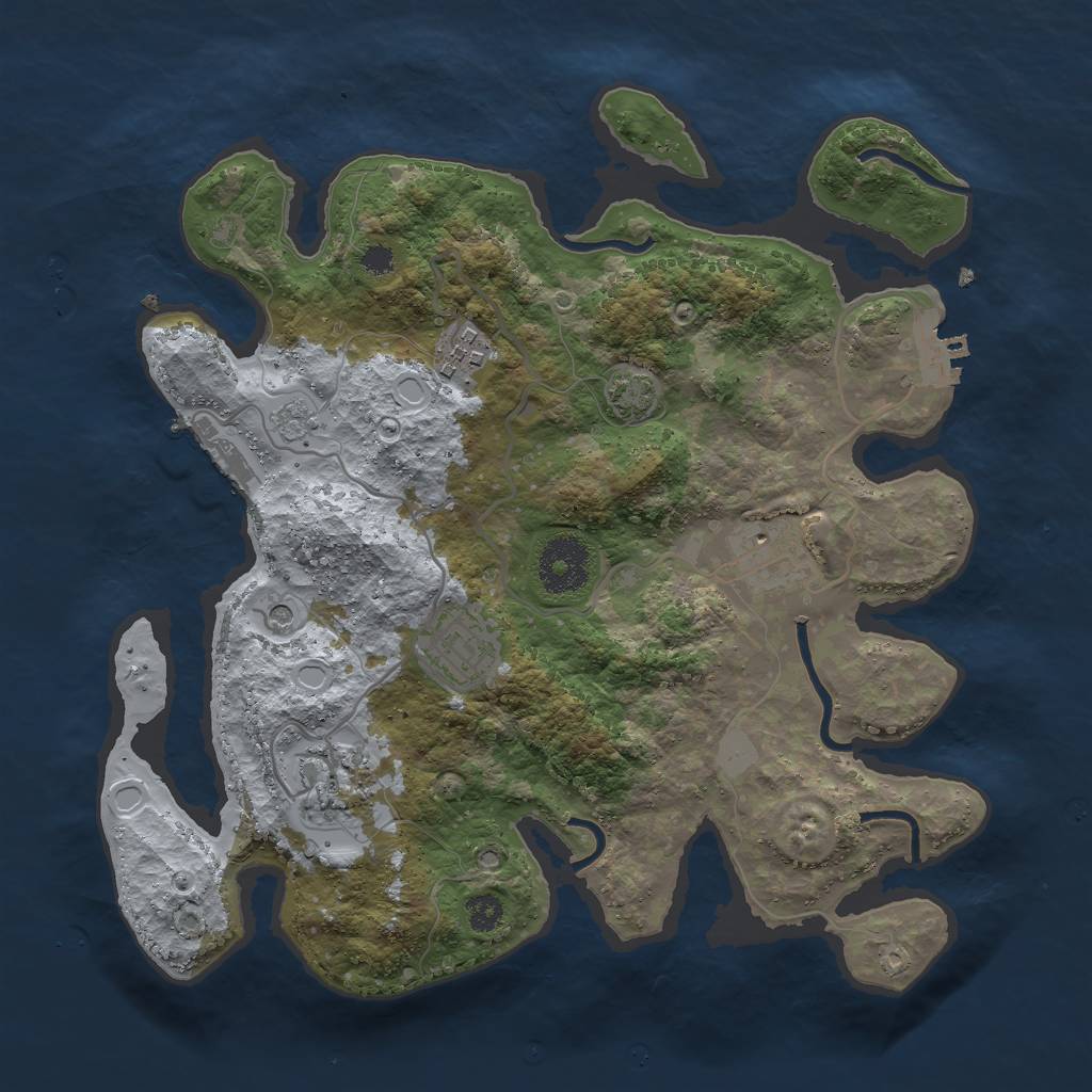 Rust Map: Procedural Map, Size: 3000, Seed: 17056, 12 Monuments