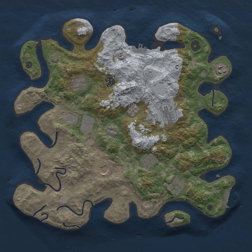 Rust Map: Procedural Map, Size: 3750, Seed: 33071902, 17 Monuments