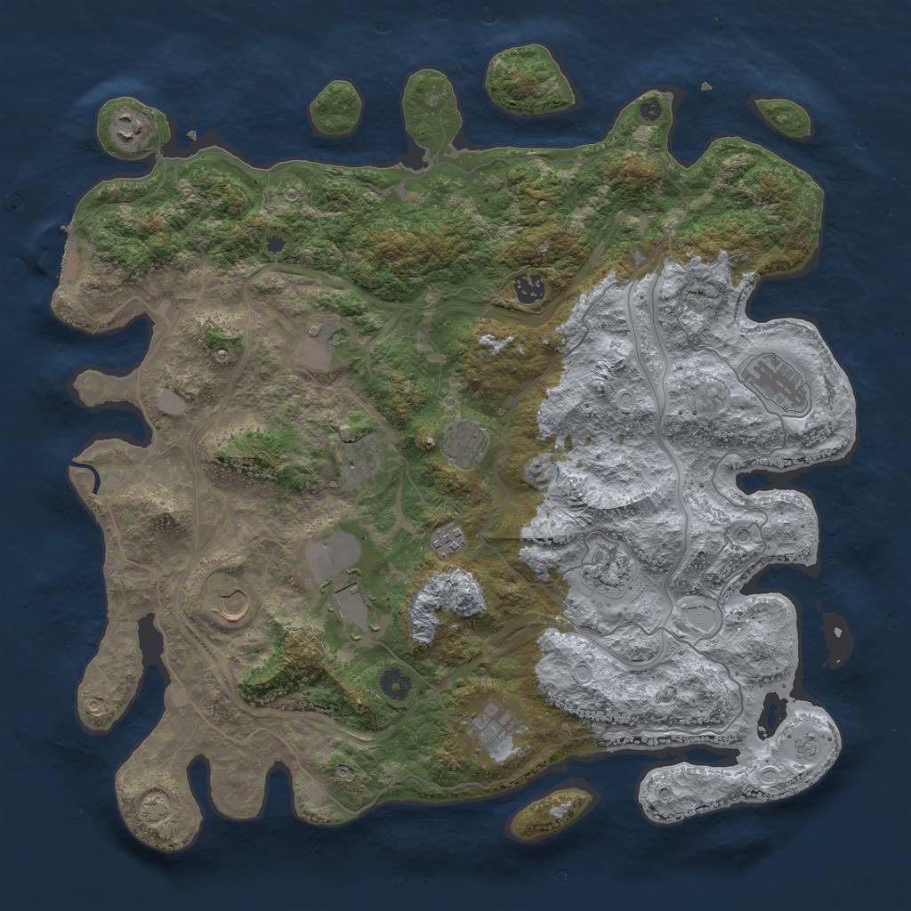 Rust Map: Procedural Map, Size: 4400, Seed: 44296380, 18 Monuments