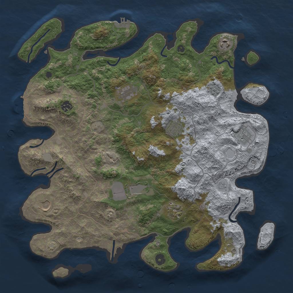 Rust Map: Procedural Map, Size: 4100, Seed: 45618169, 17 Monuments