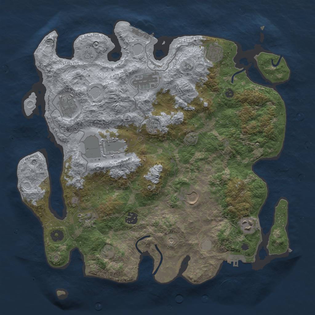 Rust Map: Procedural Map, Size: 3750, Seed: 1677654, 17 Monuments