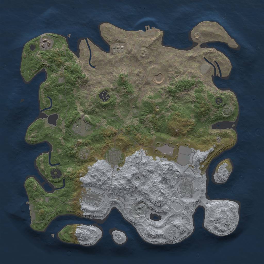 Rust Map: Procedural Map, Size: 3700, Seed: 94857887, 17 Monuments