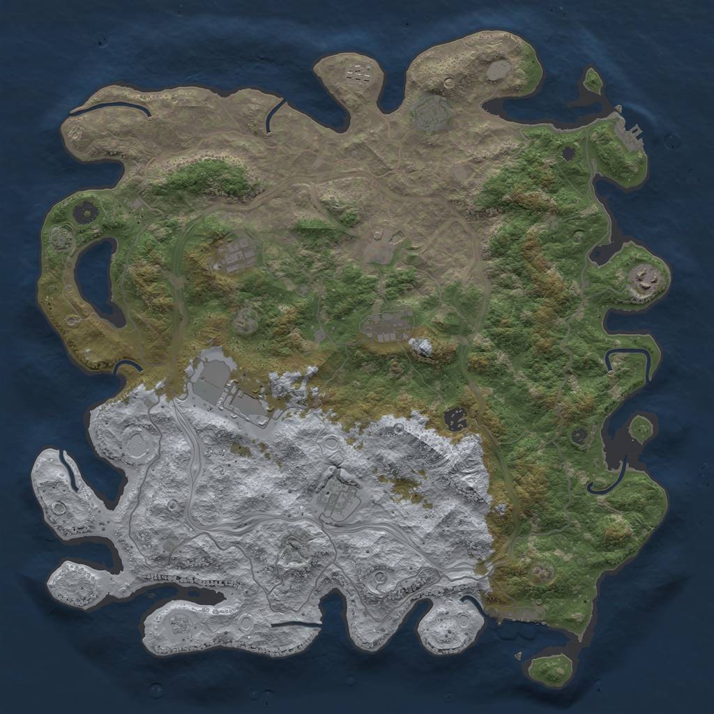 Rust Map: Procedural Map, Size: 4500, Seed: 1489933614, 17 Monuments