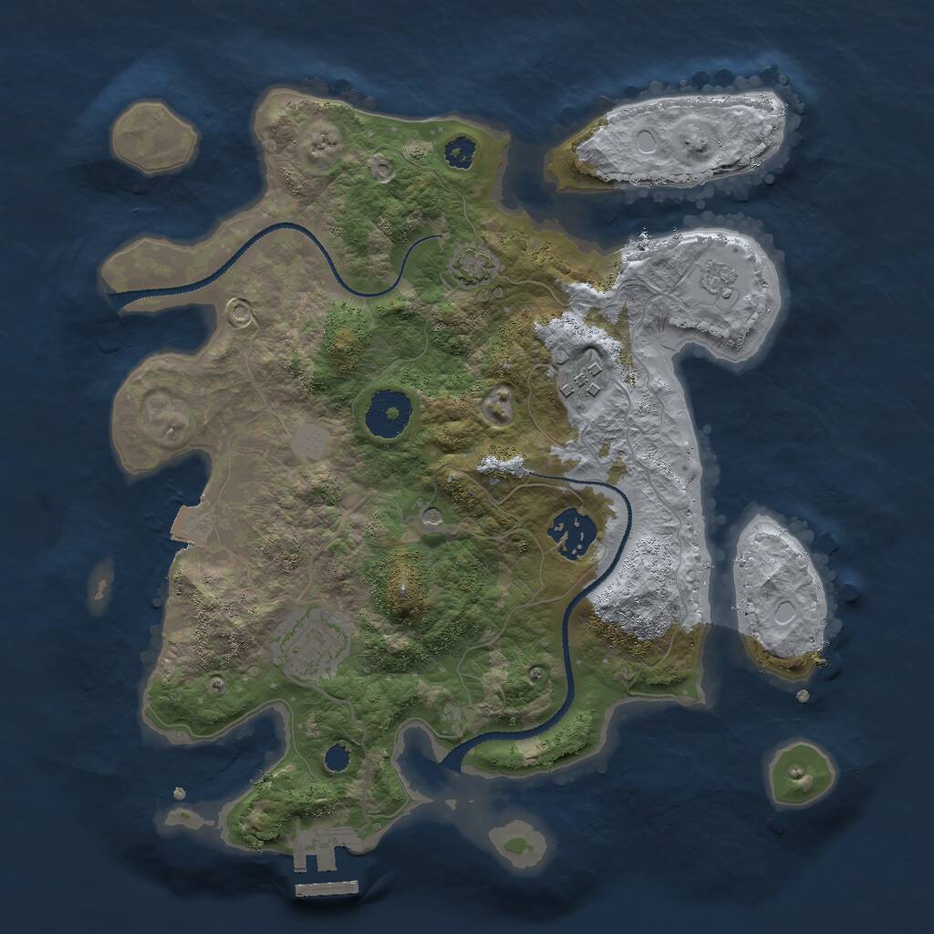 Rust Map: Procedural Map, Size: 3000, Seed: 466660437, 8 Monuments
