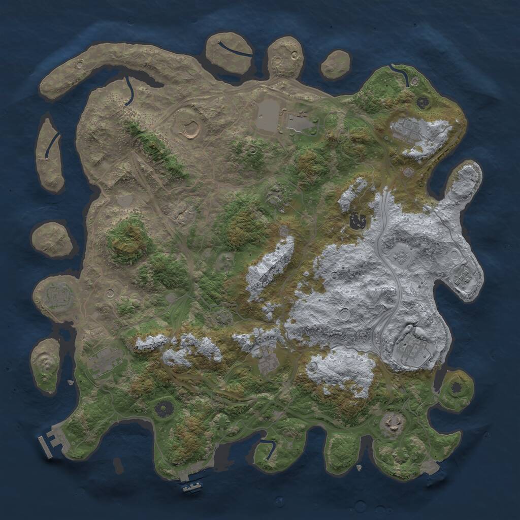 Rust Map: Procedural Map, Size: 4400, Seed: 93383001, 17 Monuments