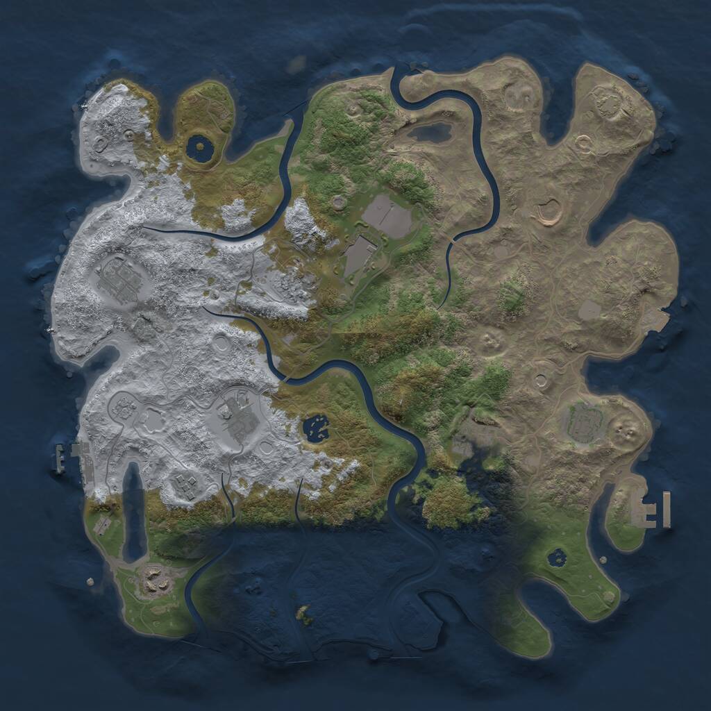 Rust Map: Procedural Map, Size: 3900, Seed: 3814895, 16 Monuments