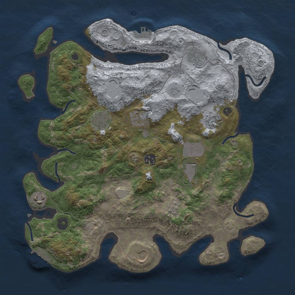 Rust Map: Procedural Map, Size: 3650, Seed: 92702389, 17 Monuments