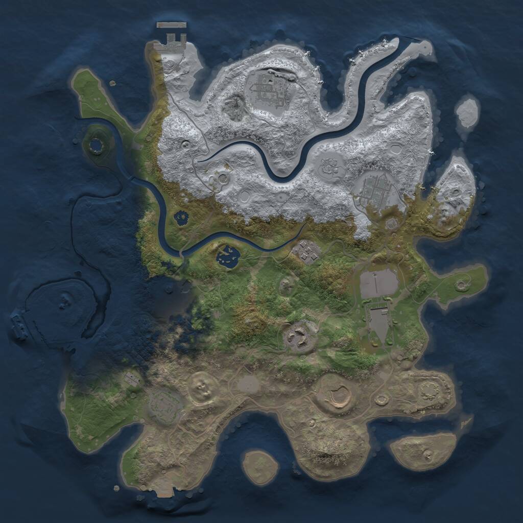 Rust Map: Procedural Map, Size: 3550, Seed: 38606479, 15 Monuments