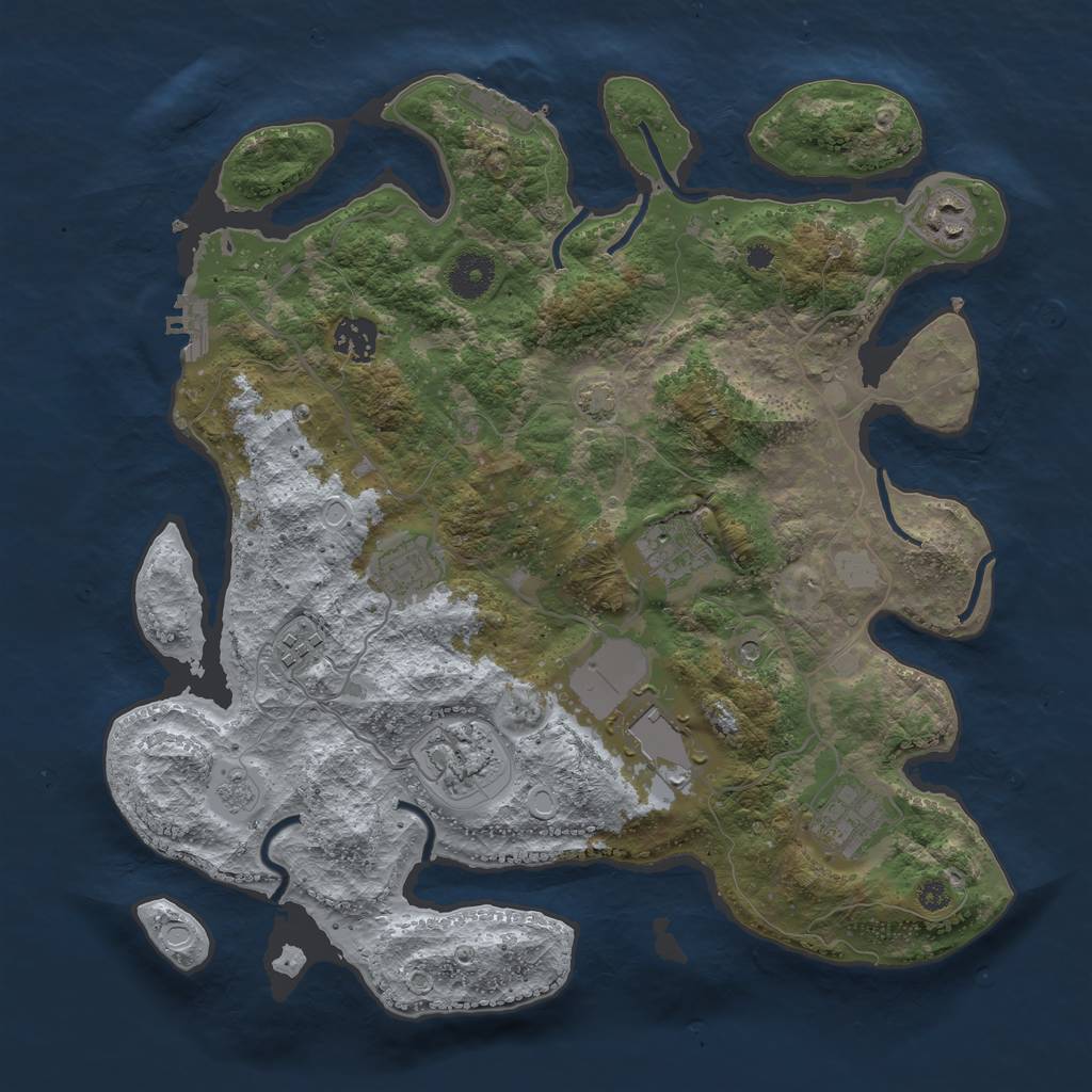 Rust Map: Procedural Map, Size: 3600, Seed: 82580817, 16 Monuments