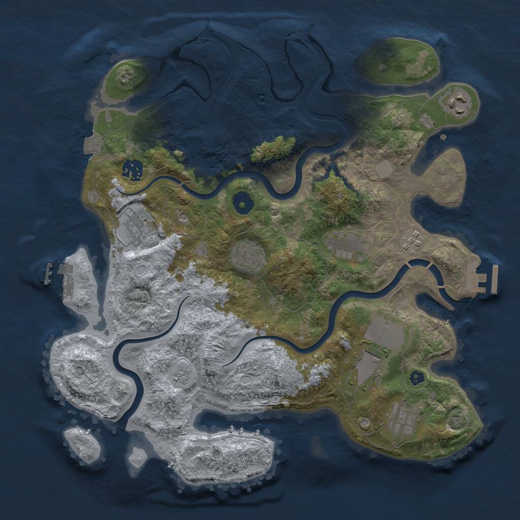 Rust Map: Procedural Map, Size: 3600, Seed: 82580817, 14 Monuments