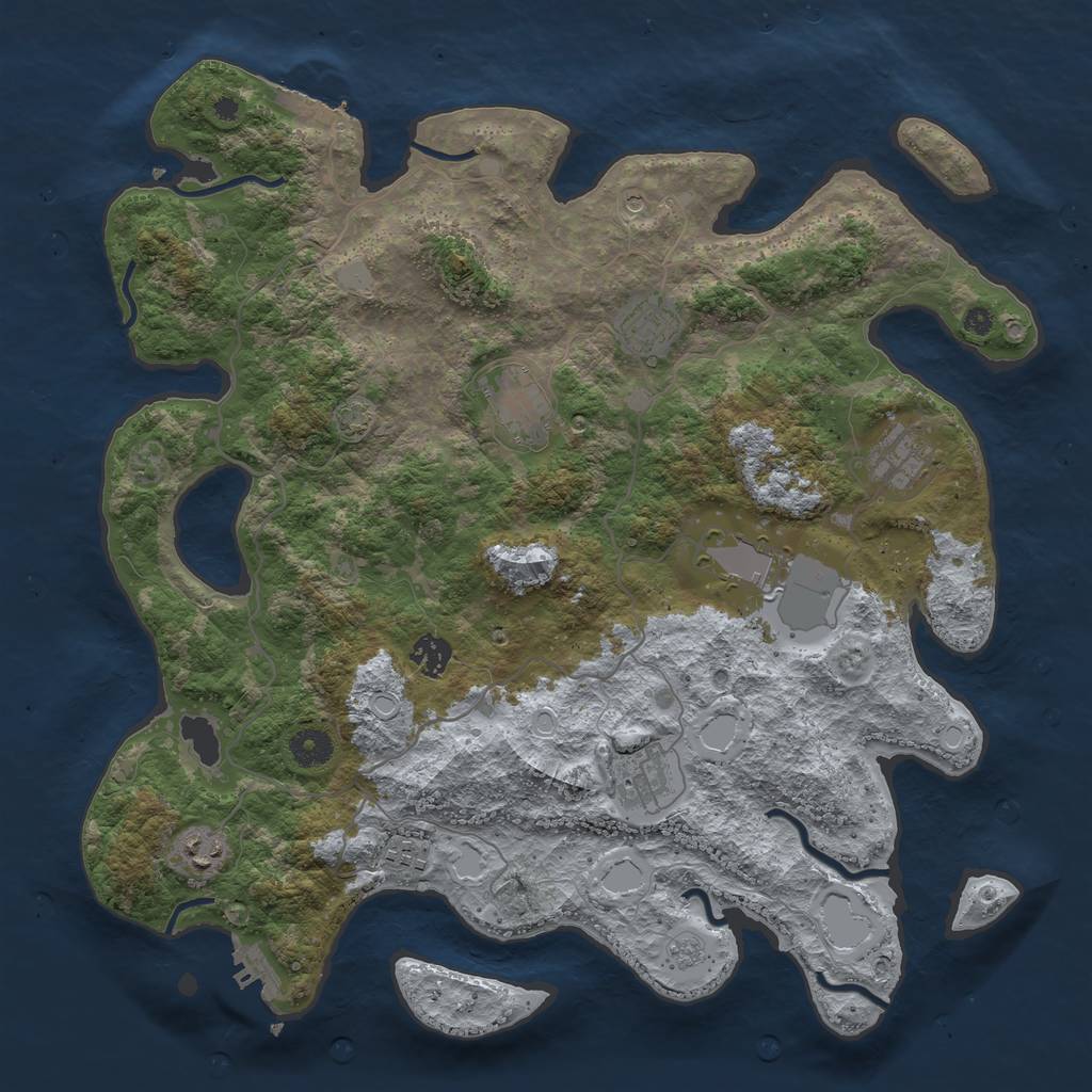 Rust Map: Procedural Map, Size: 4000, Seed: 78251899, 16 Monuments
