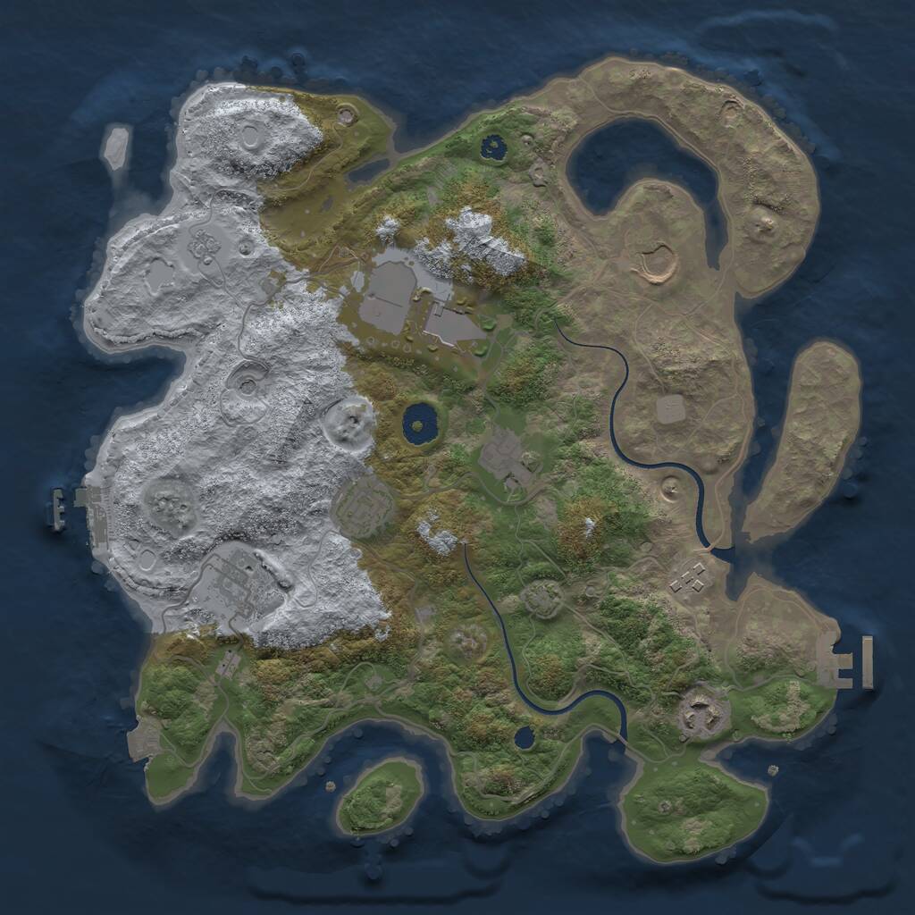 Rust Map: Procedural Map, Size: 3500, Seed: 49111985, 13 Monuments