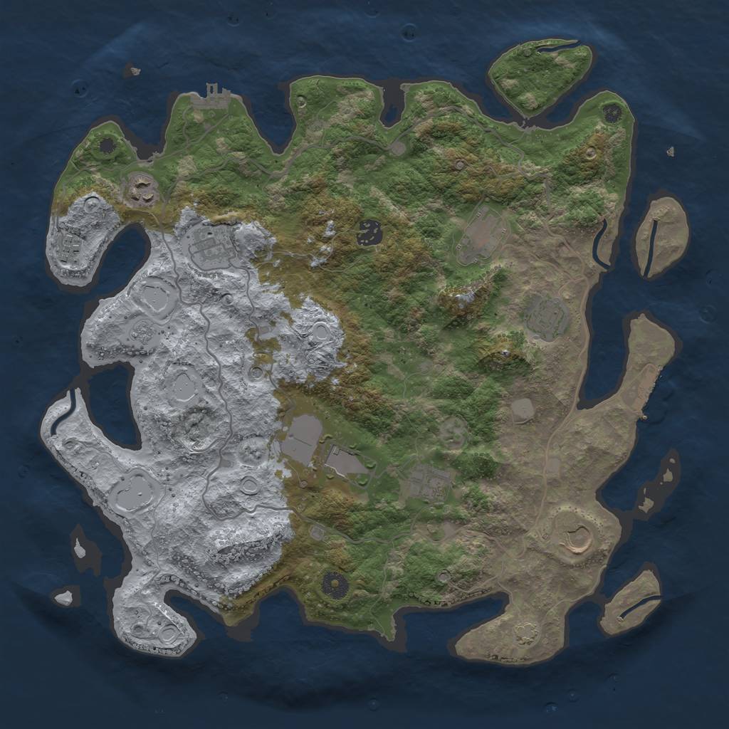 Rust Map: Procedural Map, Size: 4000, Seed: 428225, 17 Monuments