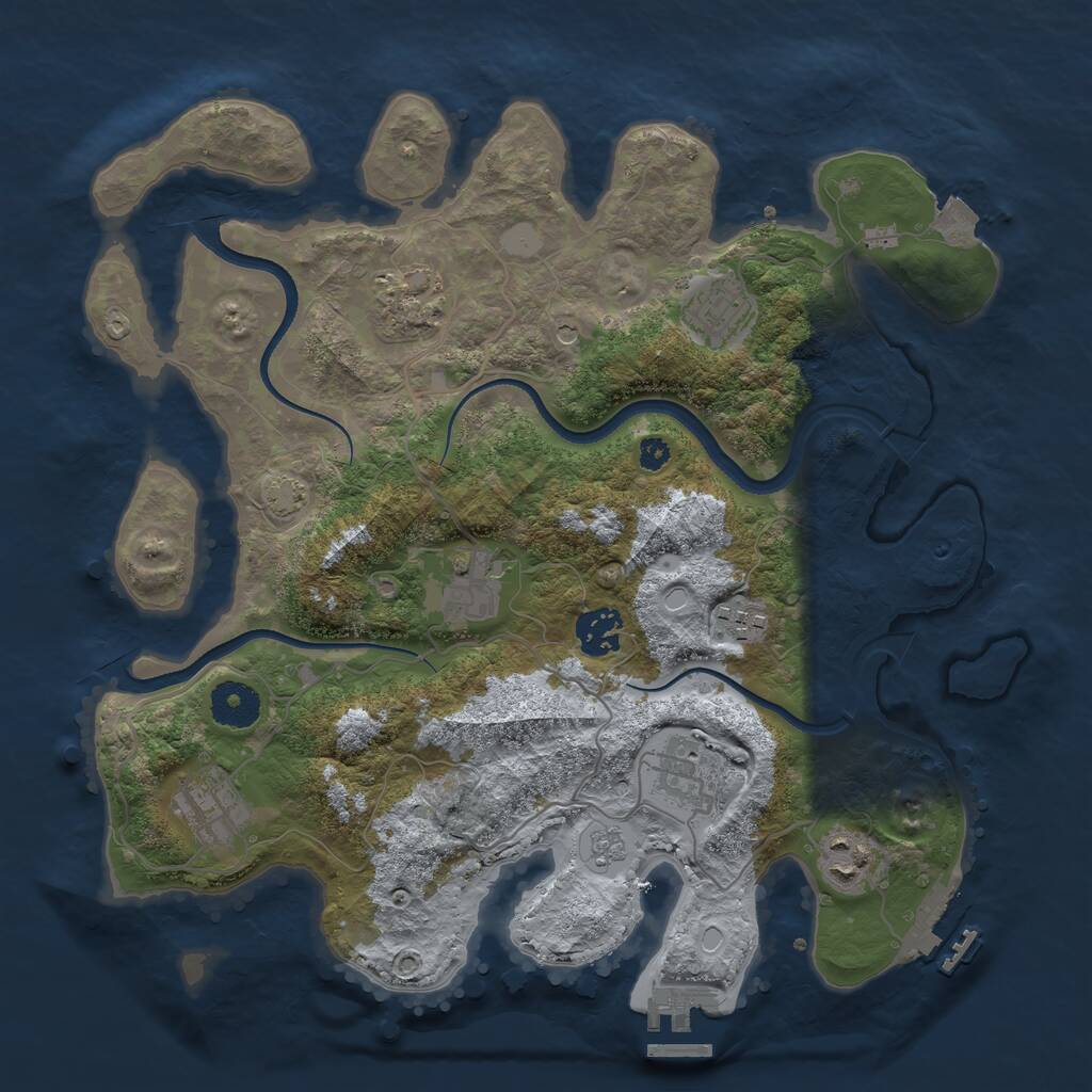 Rust Map: Procedural Map, Size: 3400, Seed: 34917404, 14 Monuments