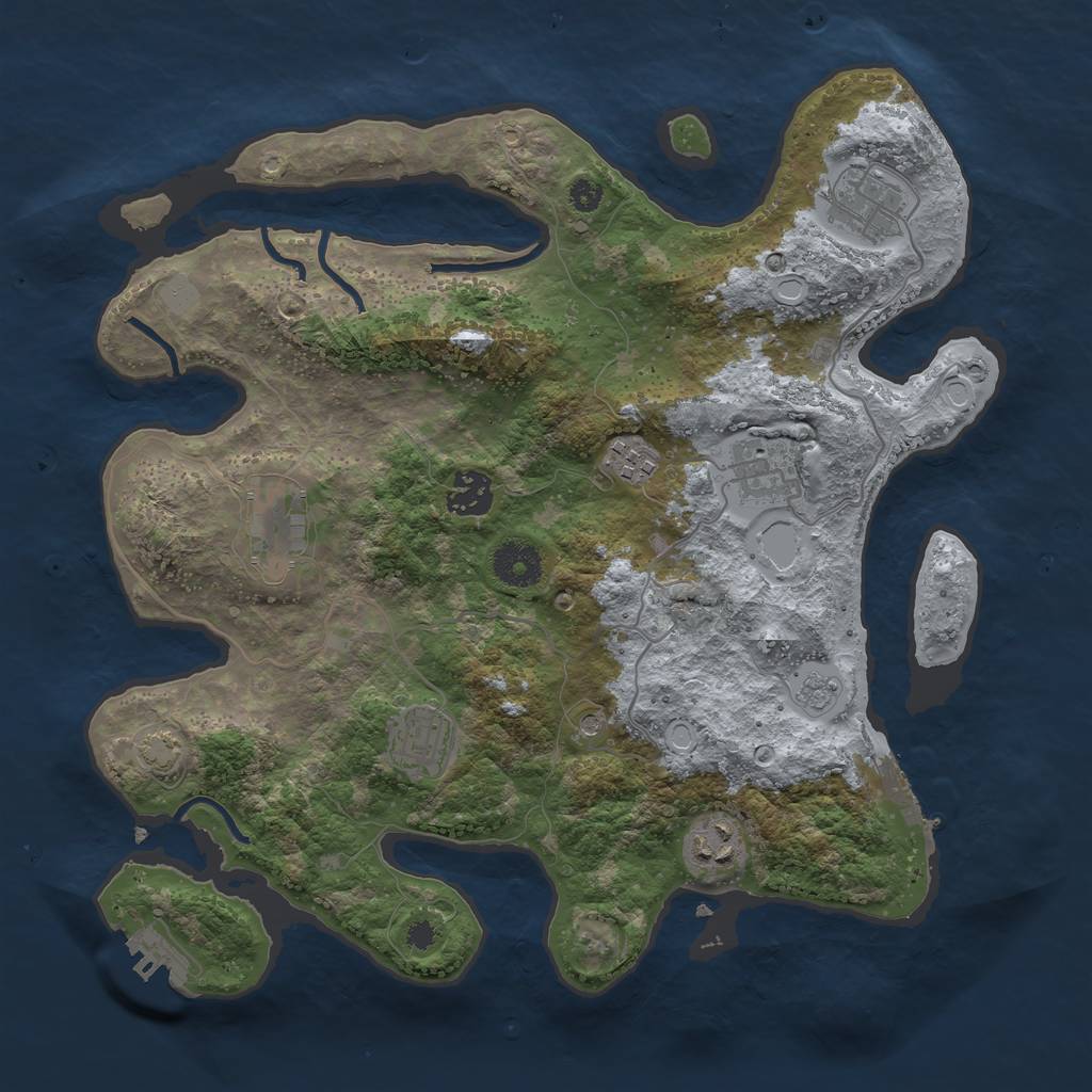 Rust Map: Procedural Map, Size: 3450, Seed: 37823360, 15 Monuments