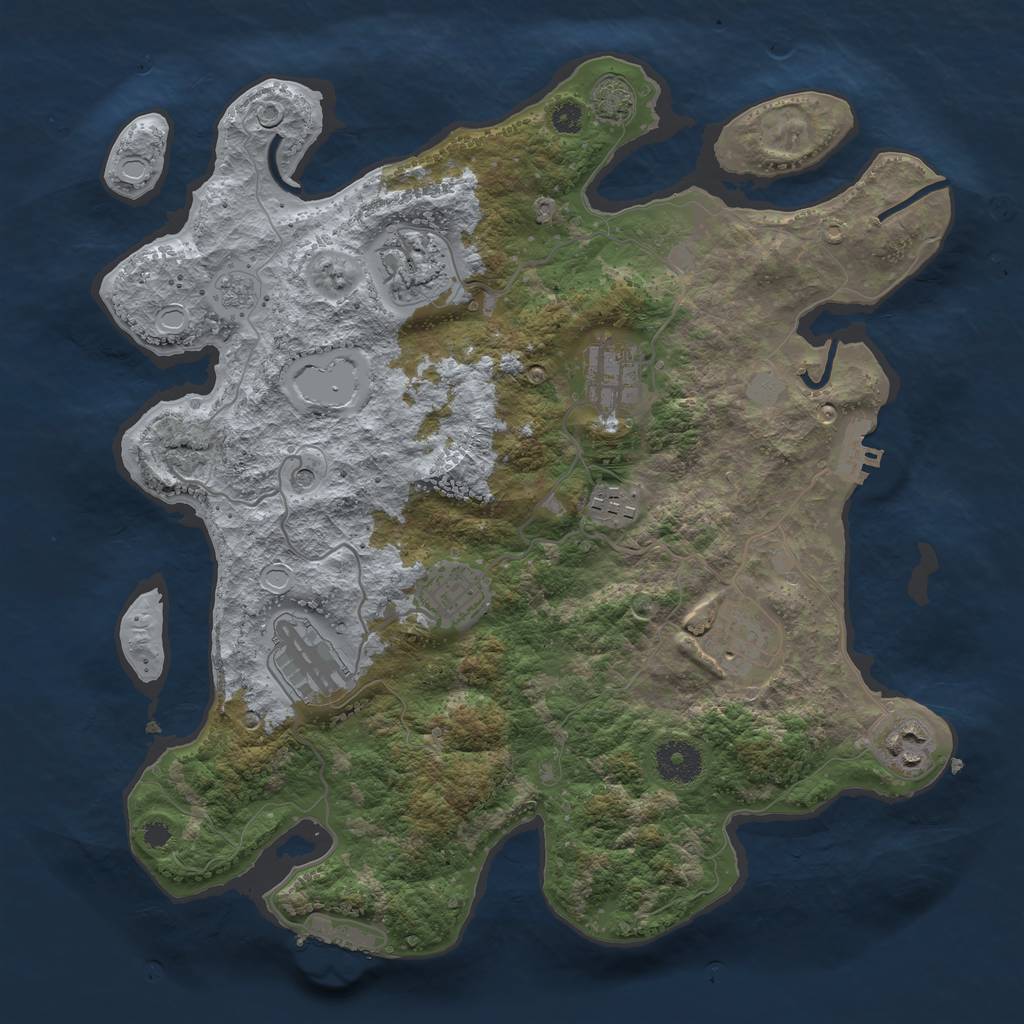 Rust Map: Procedural Map, Size: 3450, Seed: 32443282, 15 Monuments